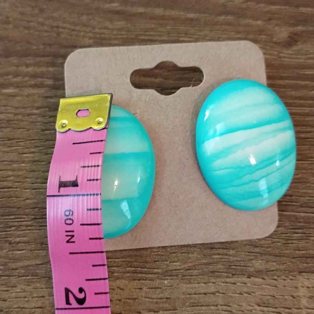 Fashion Jewelry Blue White Oval Post Stud Earrings